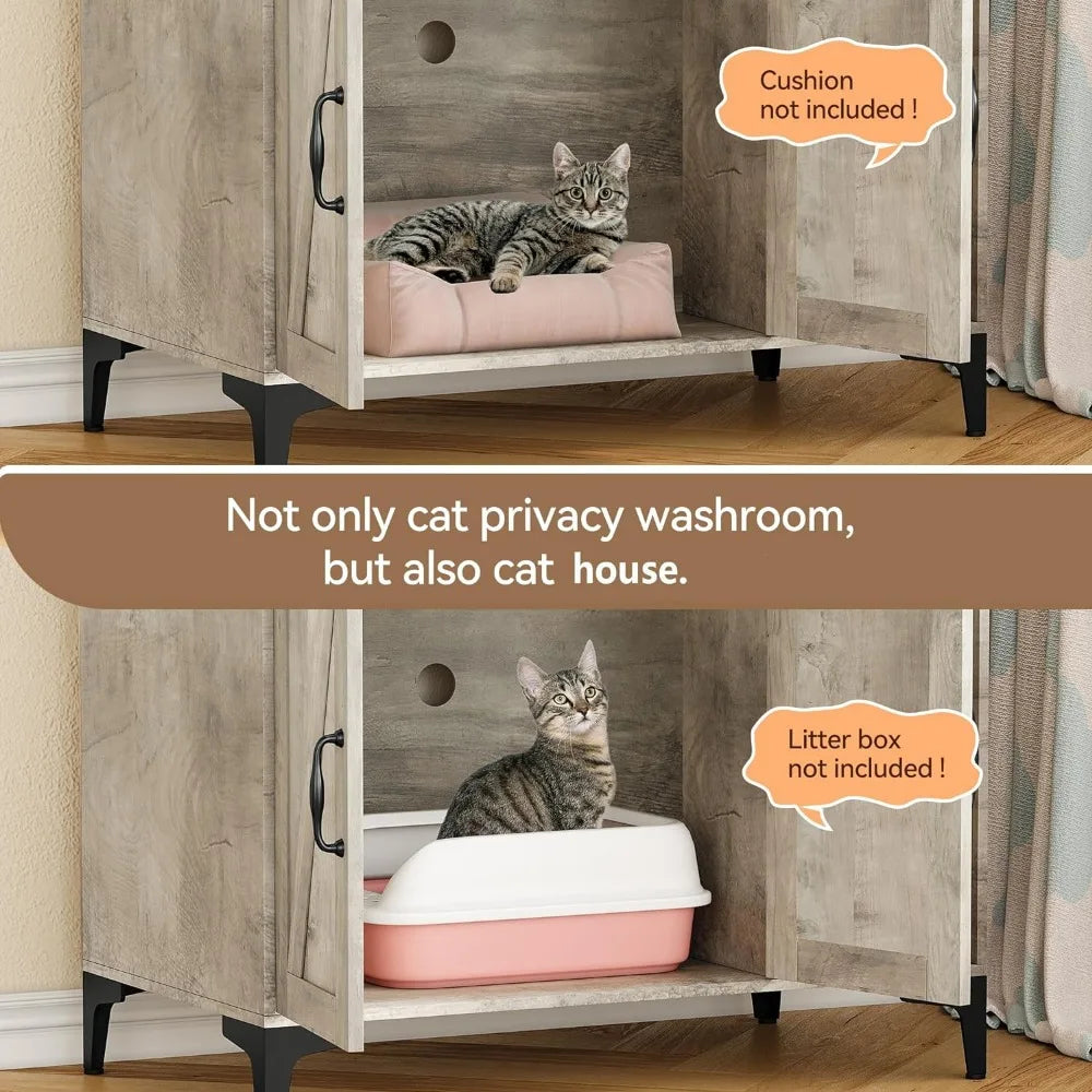 Cat Litter Box Enclosure with Shelf Storage