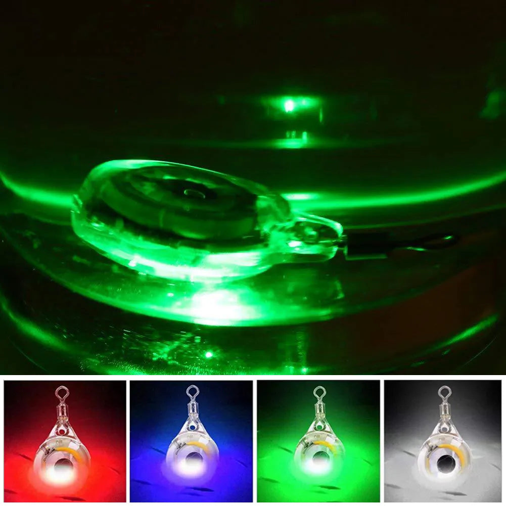 500-10pcs Mini Fishing Lure Light LED Deep Drop Underwater Eye Shape Fishing Squid Fishing Bait Luminous Lure to Attracting Fish