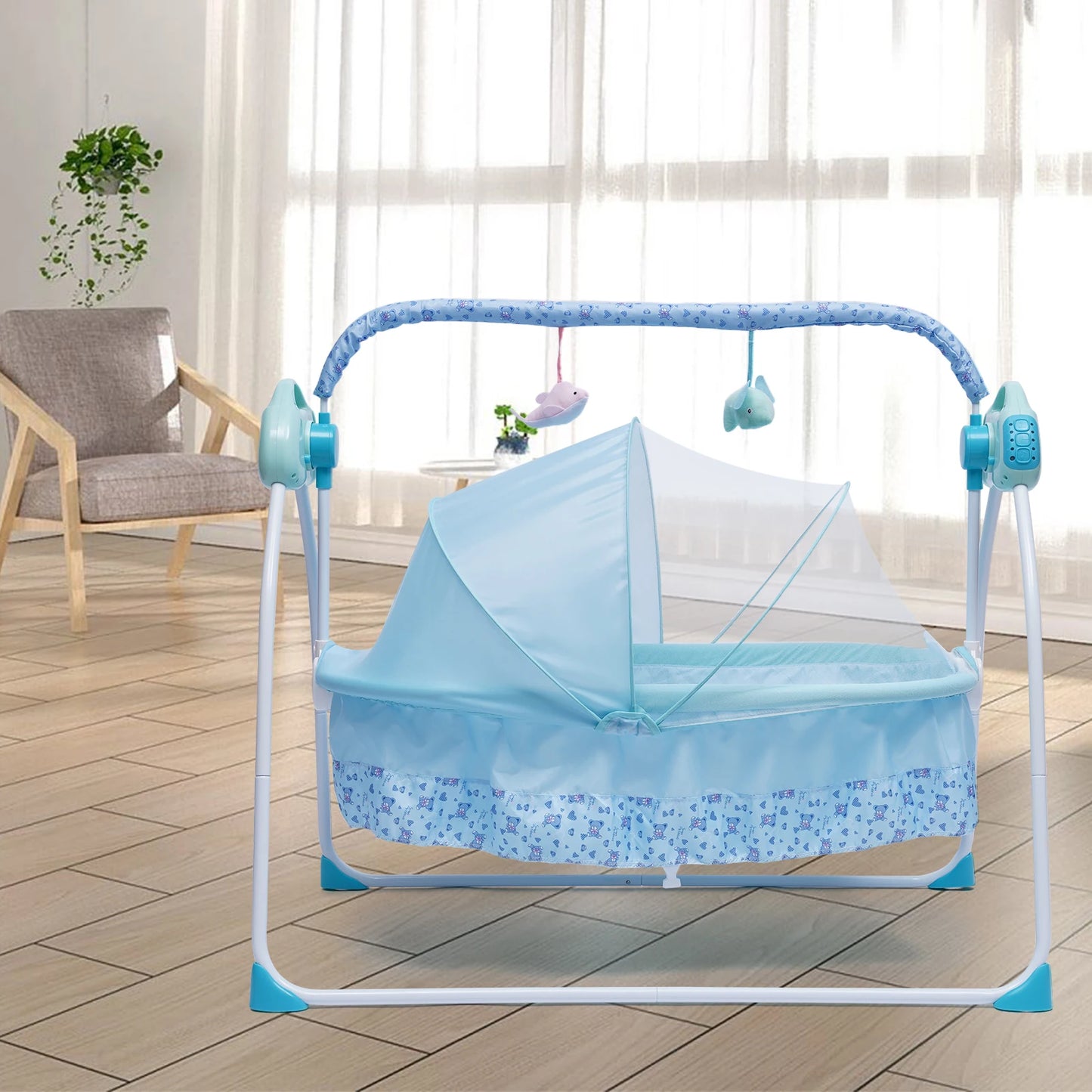 Baby electric cradle rocking bed Portable foldable crib travel crib newborn smart coax baby soothing artifact sleeping basket