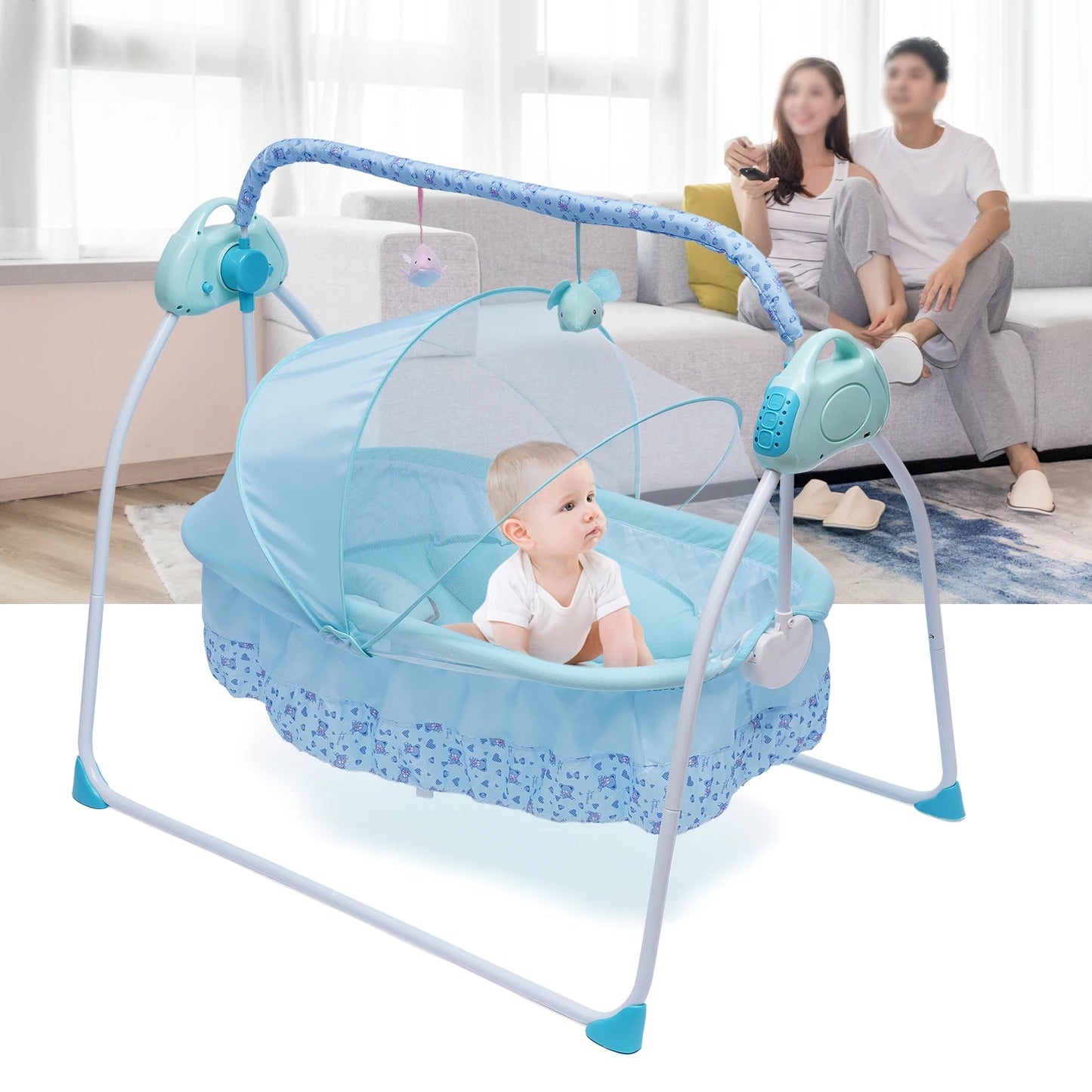 Baby electric cradle rocking bed Portable foldable crib travel crib newborn smart coax baby soothing artifact sleeping basket